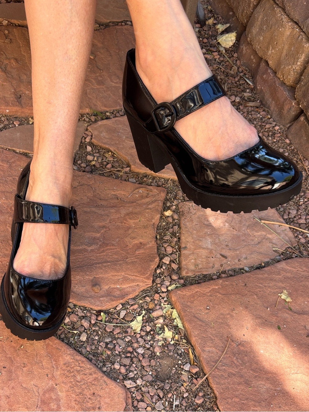 Y2k Soda Mary Jane Platform Chunky Heels Size 10 Black NWOT